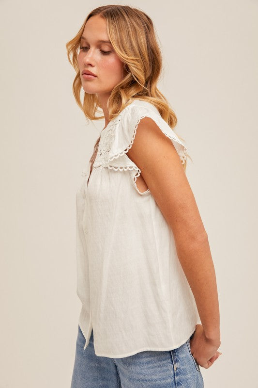 Samantha Crochet Yoke Top