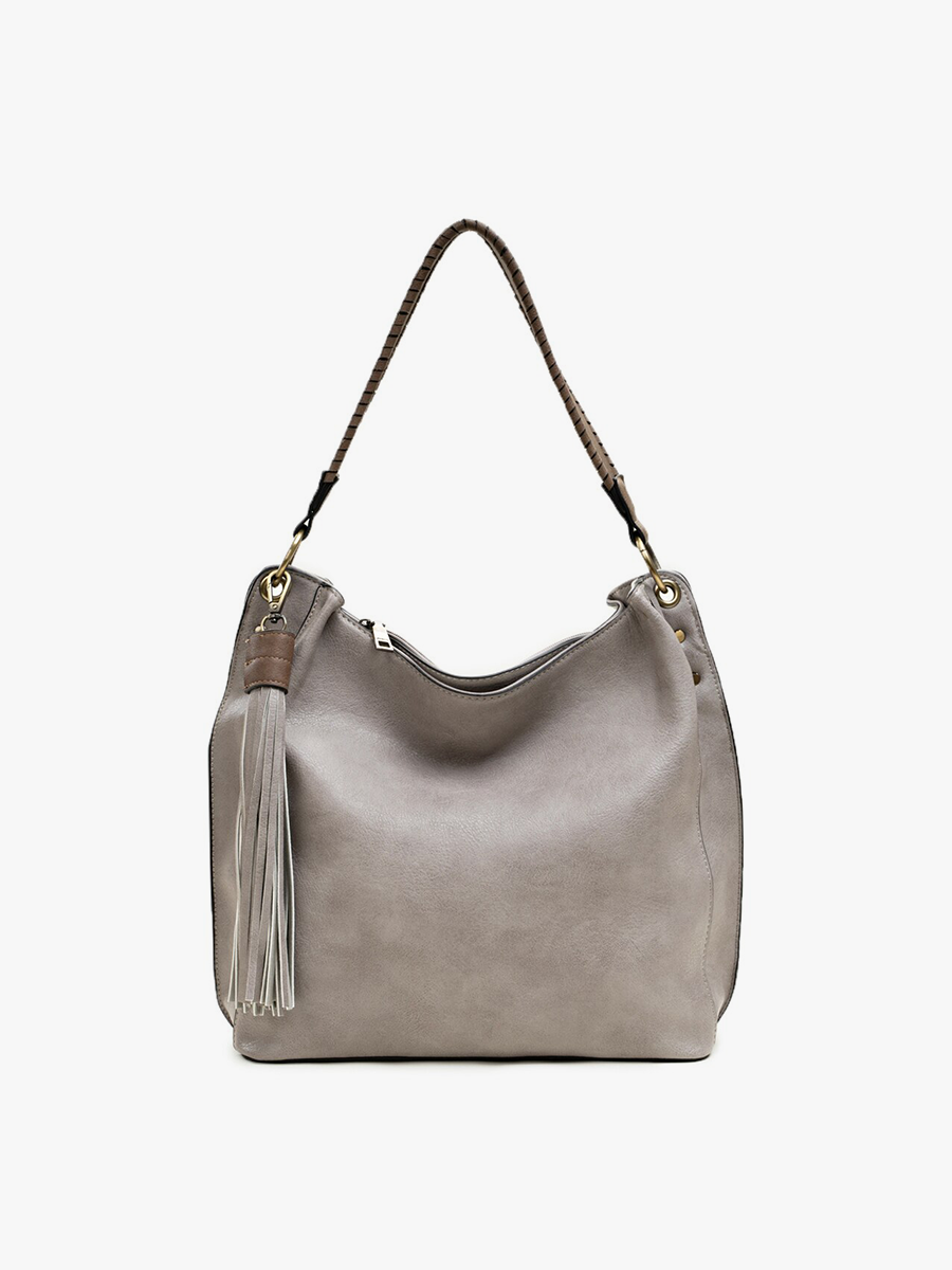 Amber Three Compartment Tassel Hobo Bag