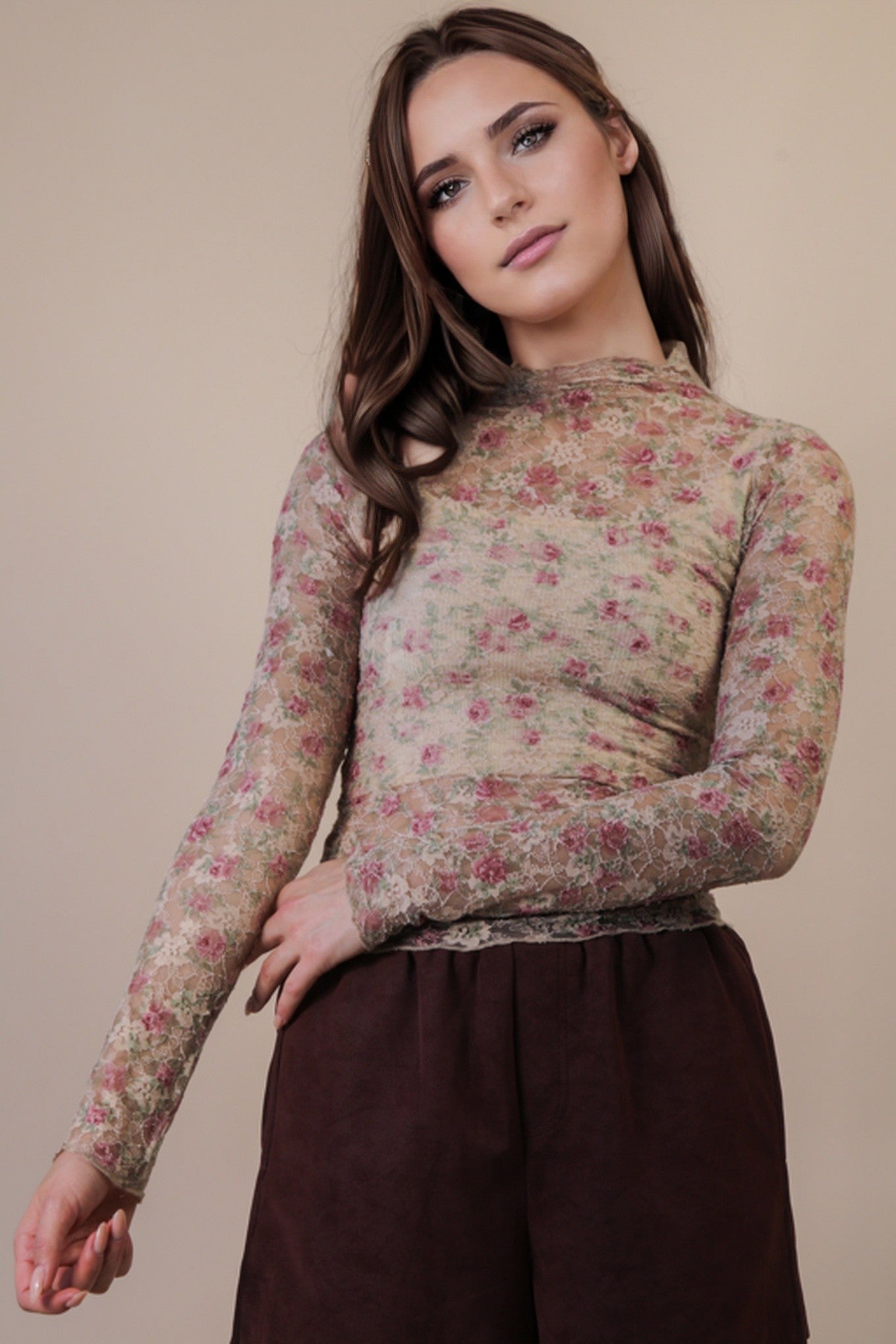 Emmie Fitted Mesh Lace Top