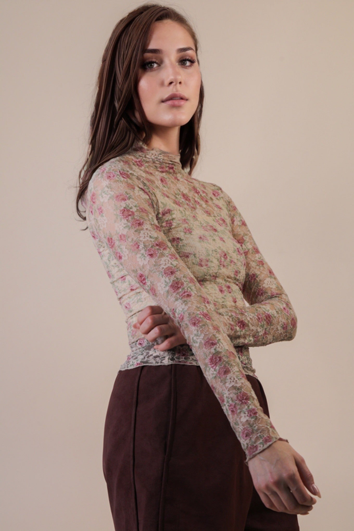 Emmie Fitted Mesh Lace Top