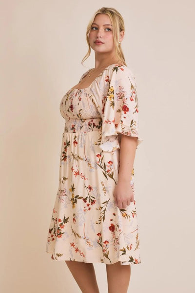 Alice Floral Print Smocking Mini Dress