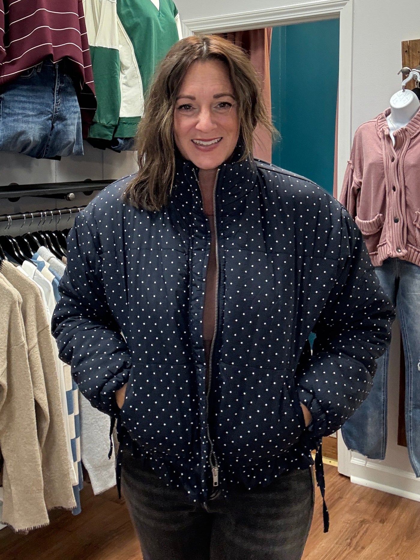 Carissa Polka Dot Quilted Jacket