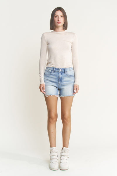 Maui High Rise Frayed Denim Short