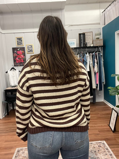 Hillary Striped V Neck Sweater