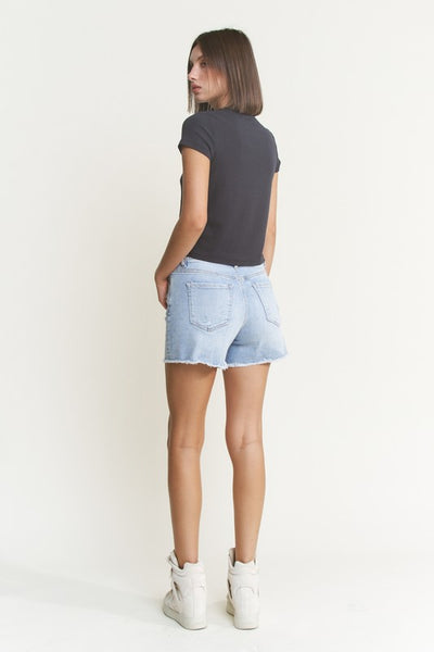 Pearl Super High Rise Denim Fray Short