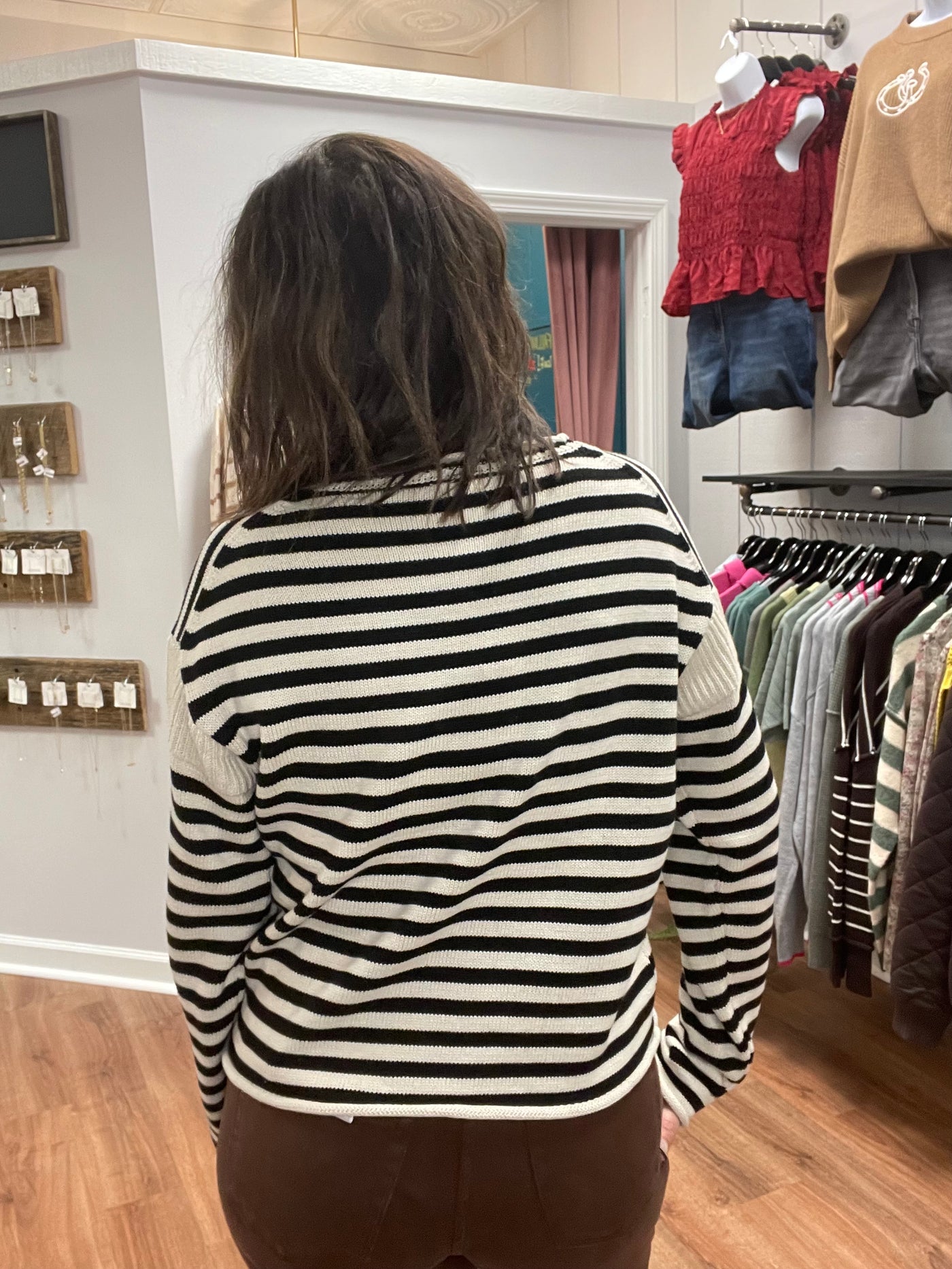 Glinda Striped Knit Crewneck Sweater