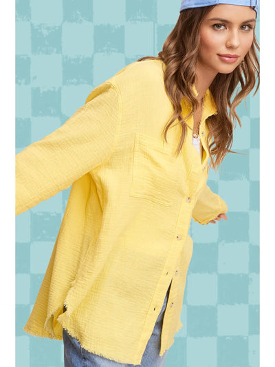 Callie Crinkle Button Down Shirt