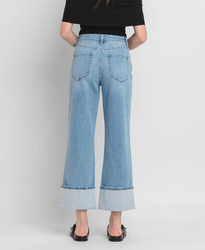 VERVET by FLYING MONKEY - SUPER HIGH RISE CUFFED BAGGY STRAIGHT JEANS T6513: ENRAPTURE / 29