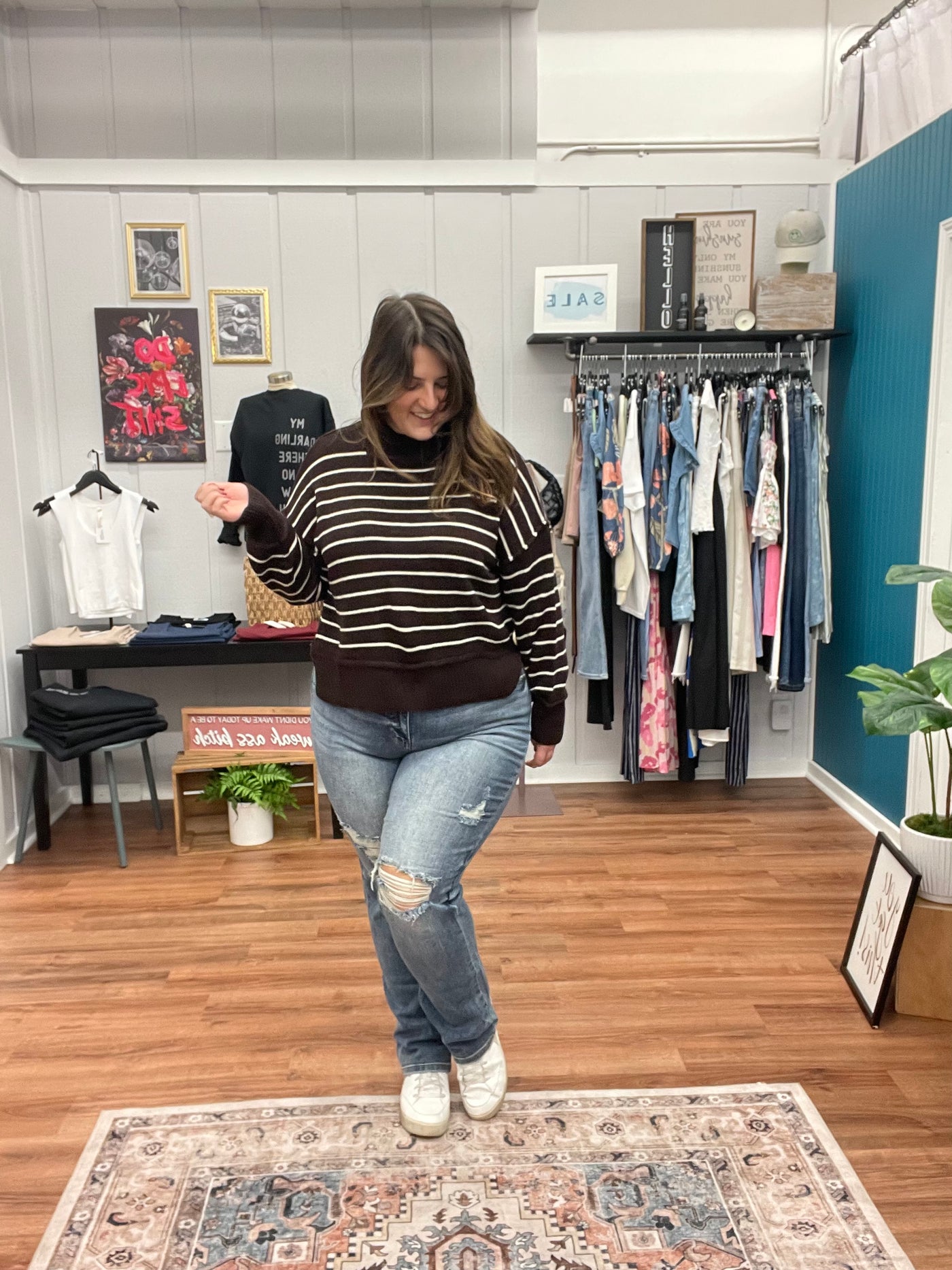 Stevie Mock Neck Striped Sweater