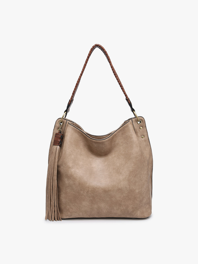 Amber Three Compartment Tassel Hobo Bag