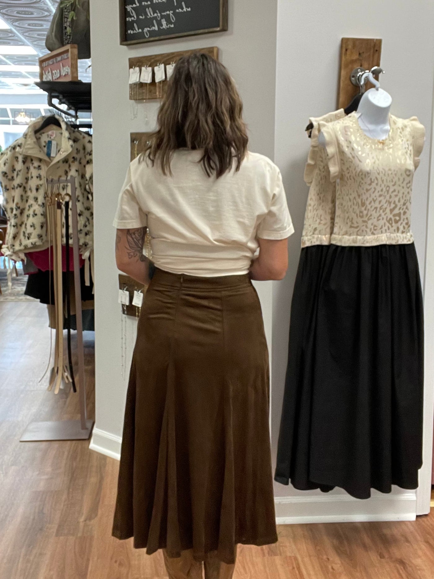 Tinley Suede Flare Midi Skirt