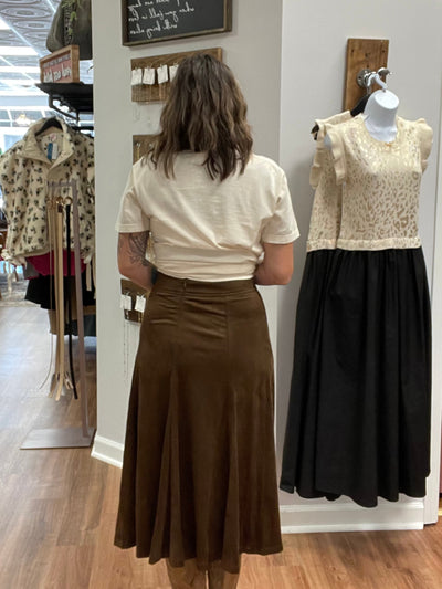 Tinley Suede Flare Midi Skirt