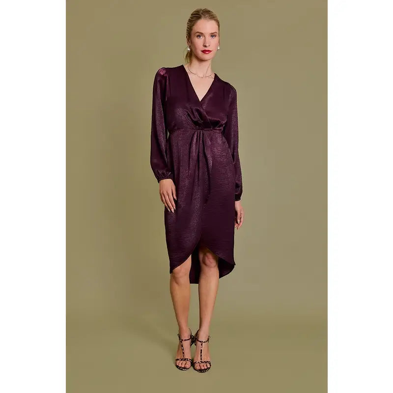 Kaylee Winery Surplice Midi Dress