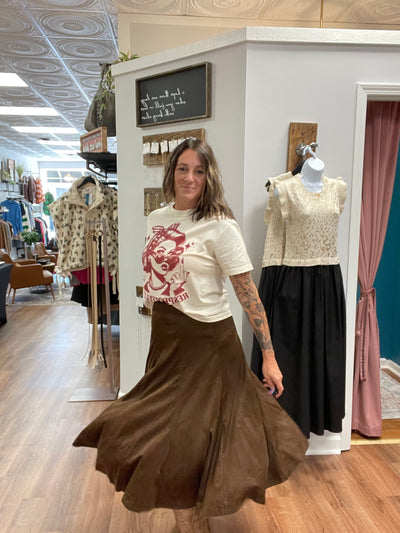 Tinley Suede Flare Midi Skirt