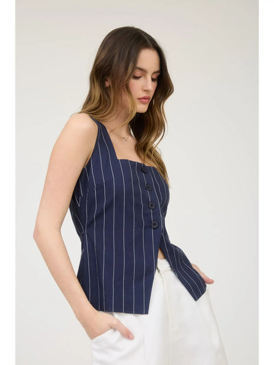 Asher Sleeveless Pinstripe Vest