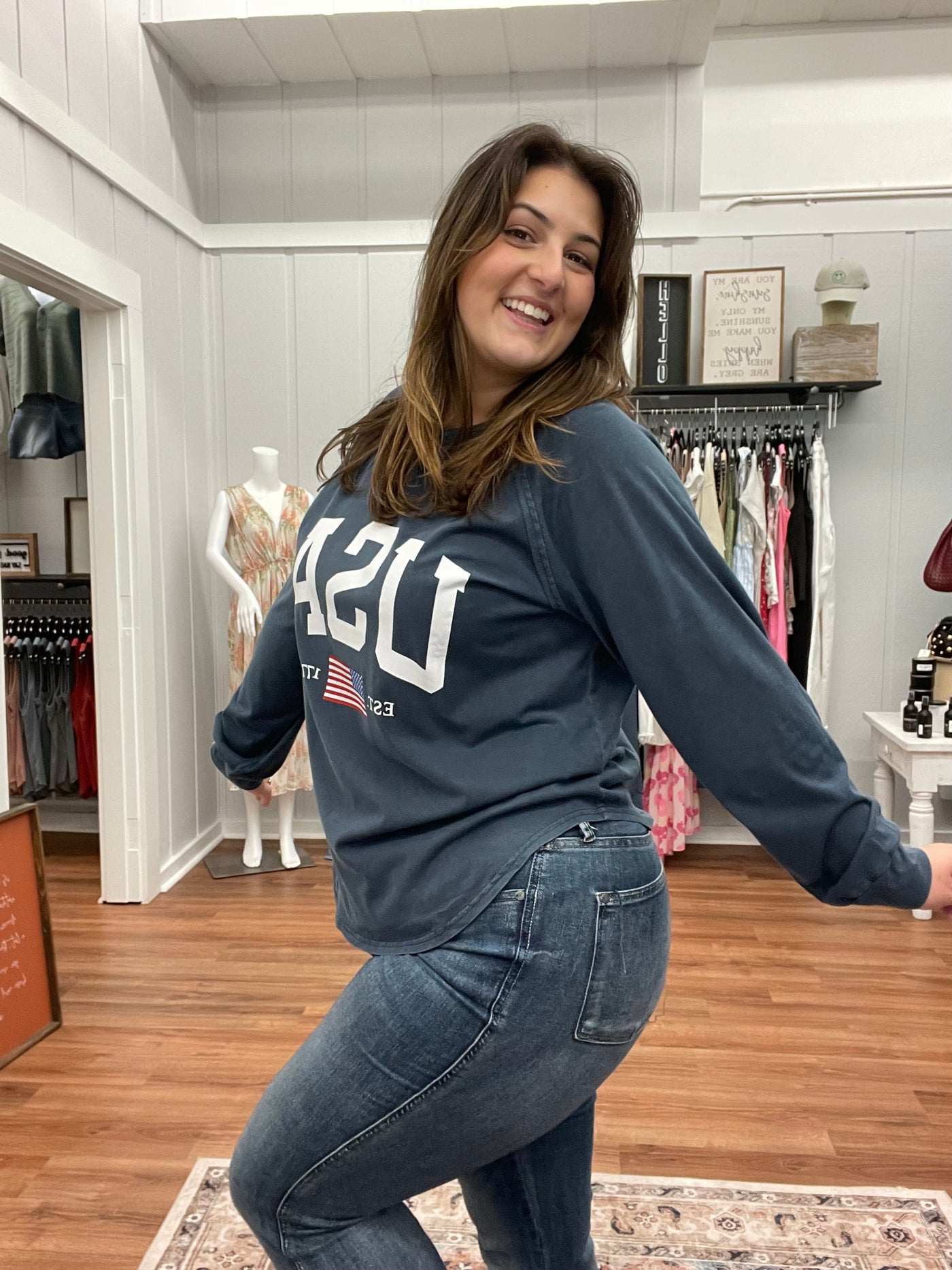 USA Long Sleeve Crewneck