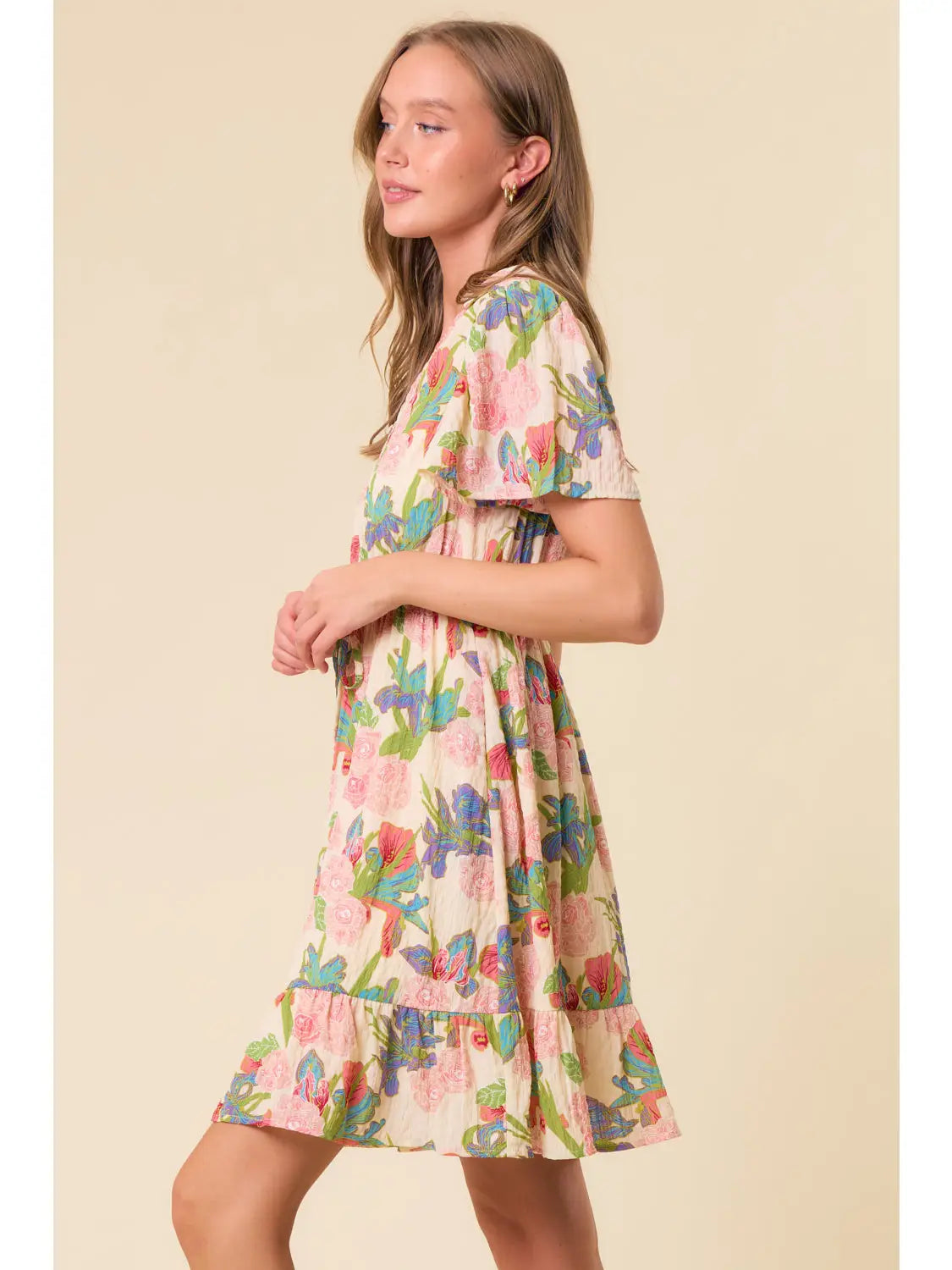 Belle Flutter Sleeve Mini Dress