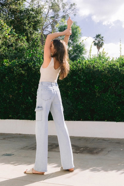 Dallas High Rise Cargo Straight Denim