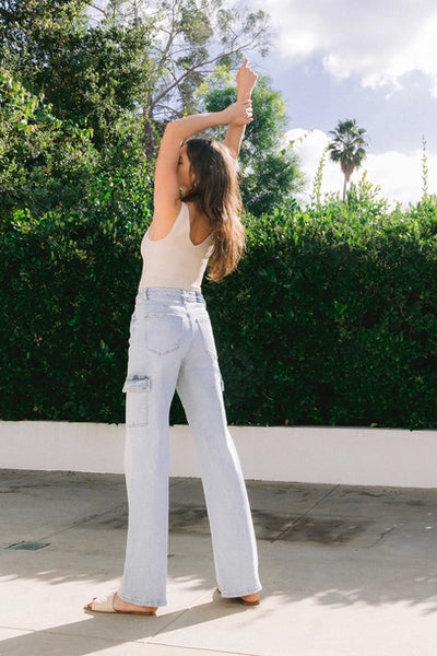 Dallas High Rise Cargo Straight Denim