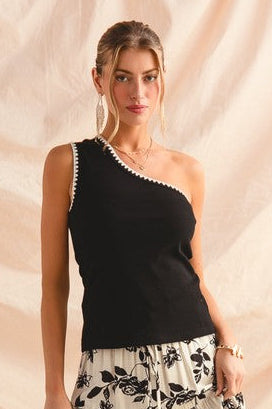 Annaleise One Shoulder Sweater Tank