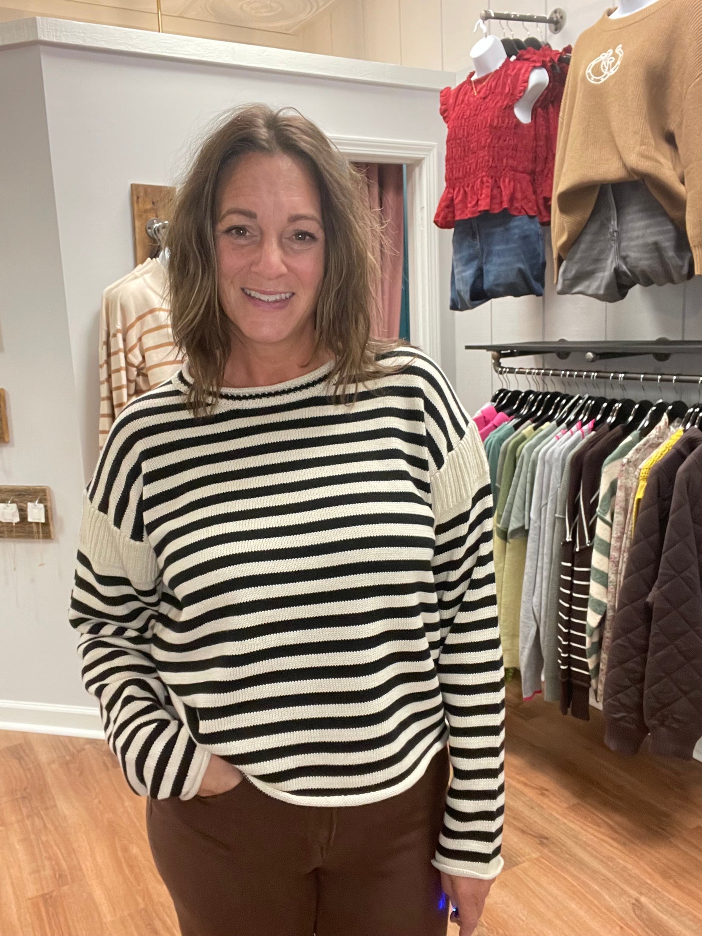 Glinda Striped Knit Crewneck Sweater