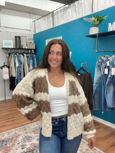 Indie Textured Striped Cardigan