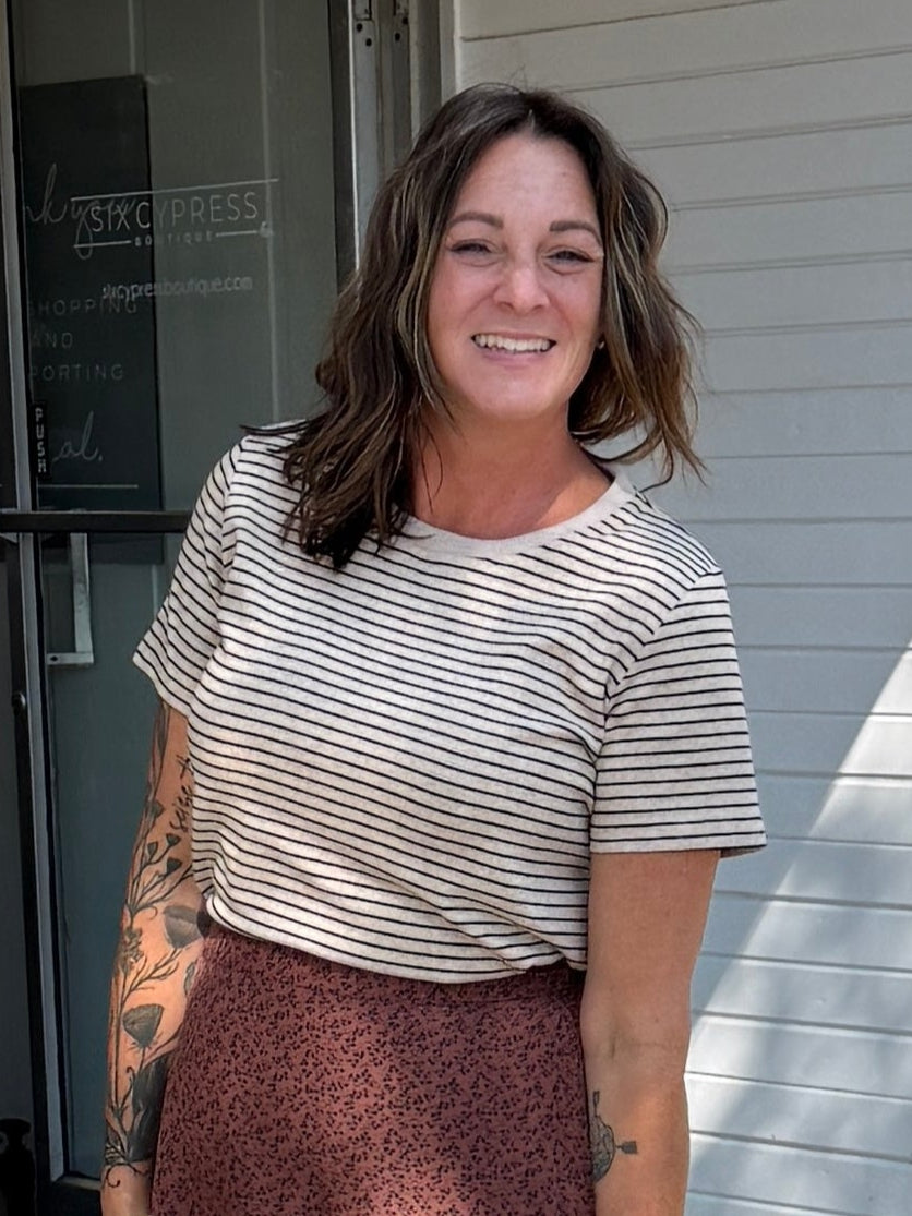 Jane Striped Short Sleeve Top