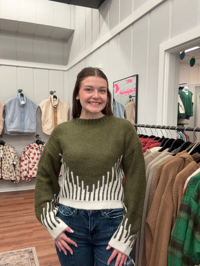 Parker Contrast Striped Crewneck Sweater