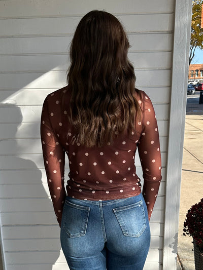 Polly Polka Dot Sheer Sleeve Top