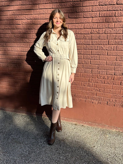Elisa Suede Shirt Midi Dress