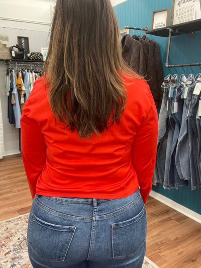 Poppy Raw Edge Long Sleeve Top