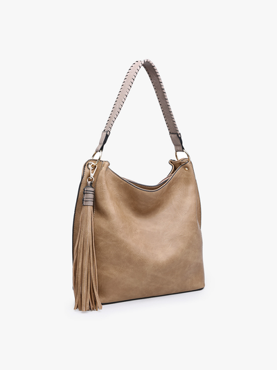 Amber Three Compartment Tassel Hobo Bag