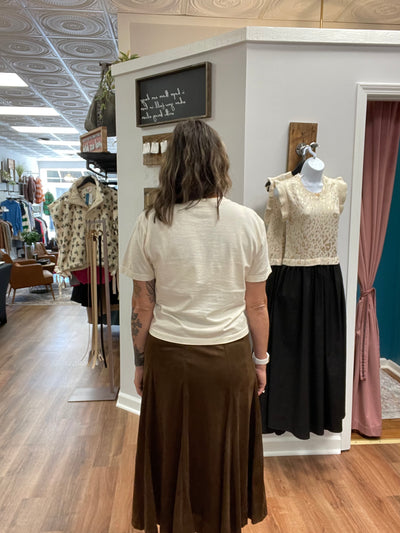 Tinley Suede Flare Midi Skirt