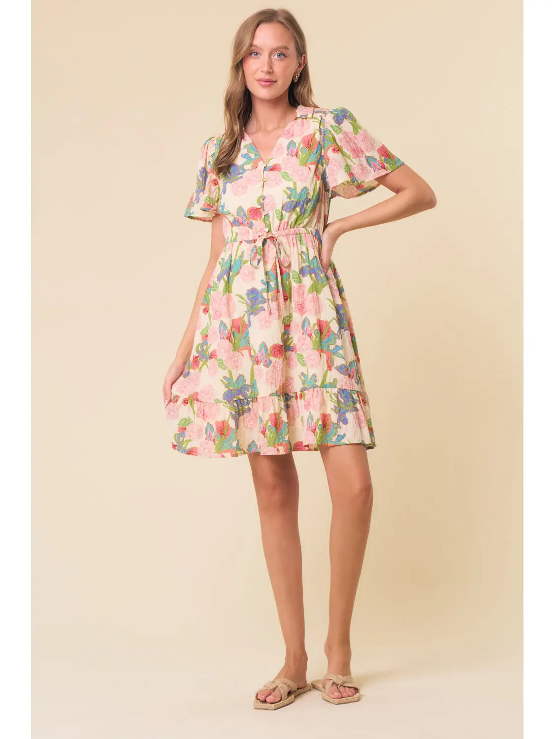 Belle Flutter Sleeve Mini Dress