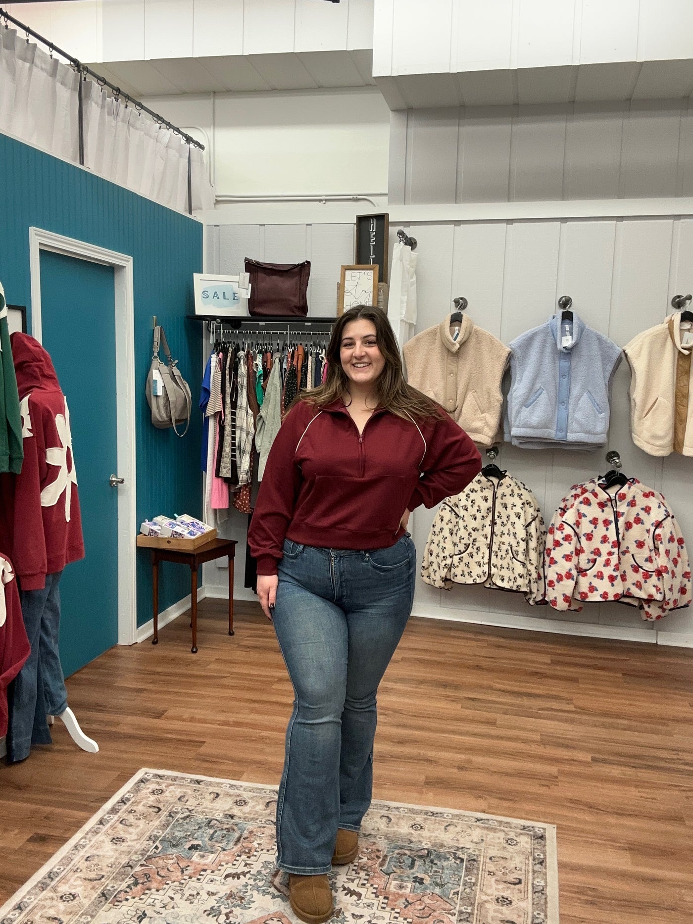 Bells Half Zip Piping Detail Top