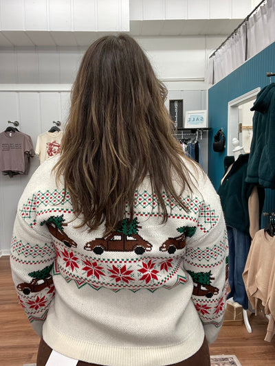 Christmas Tree Truck Sweater