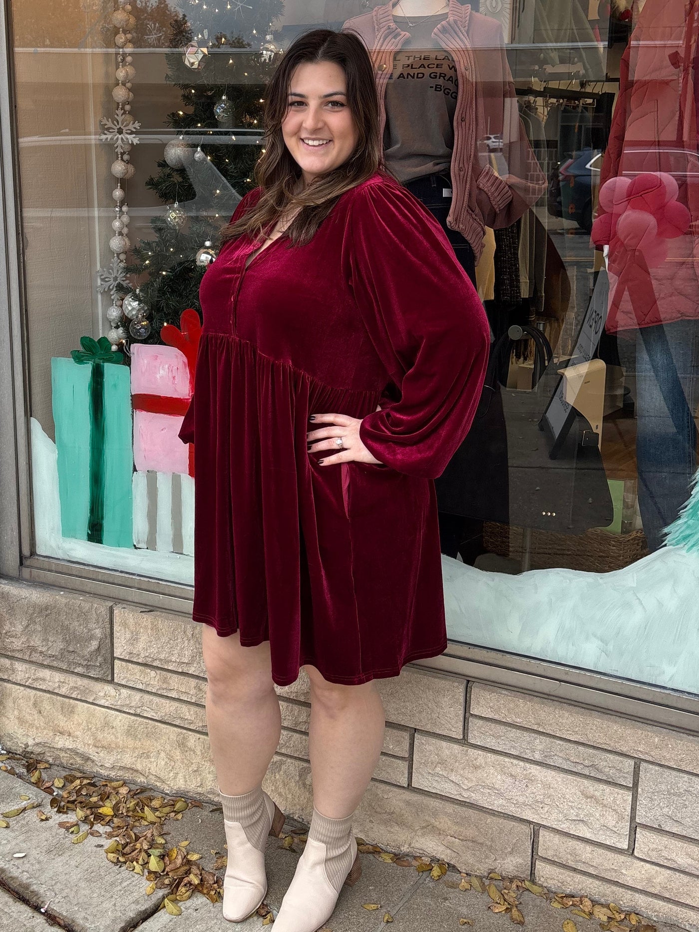 Bella Velvet Babydoll Mini Dress