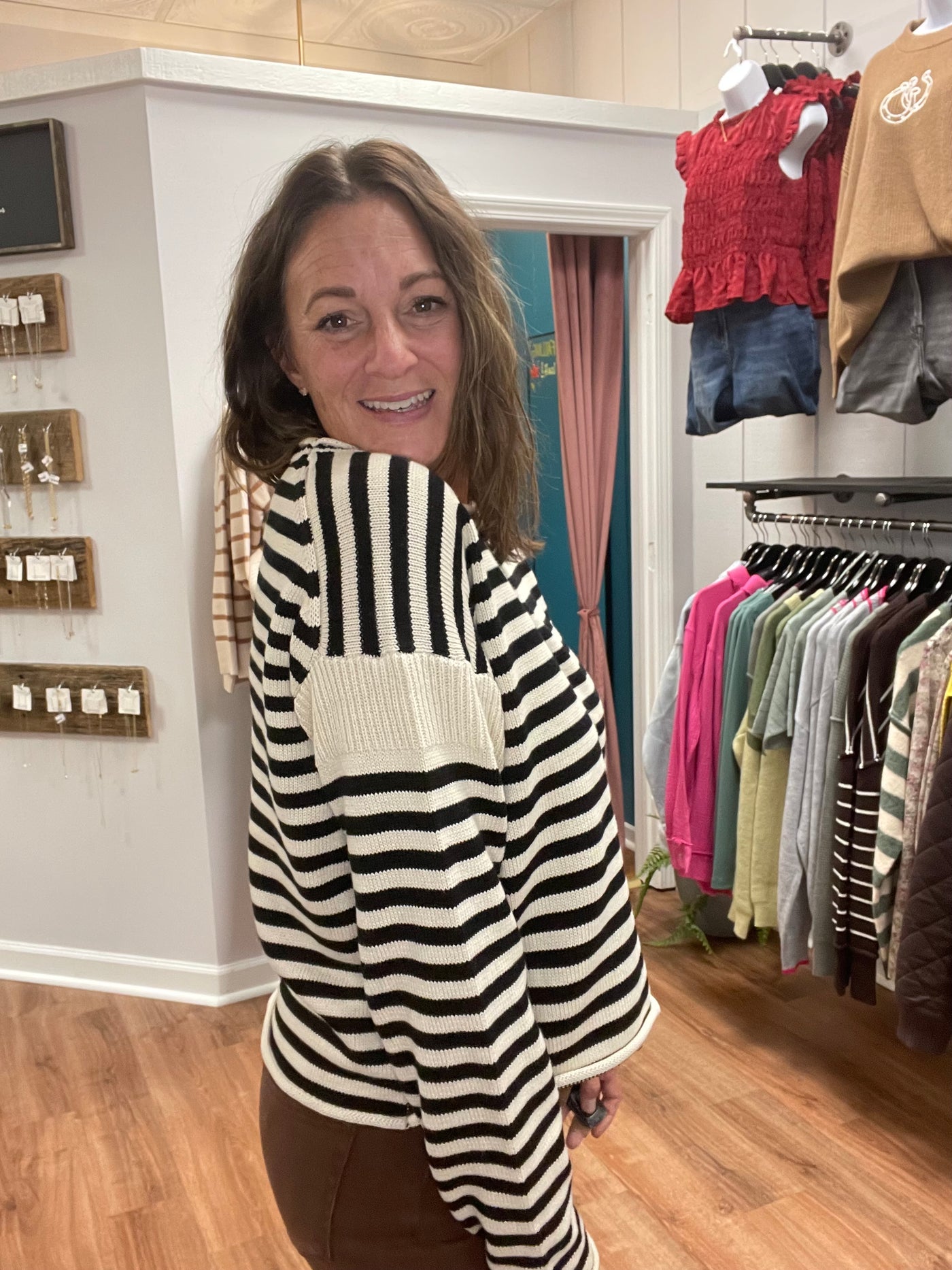 Glinda Striped Knit Crewneck Sweater