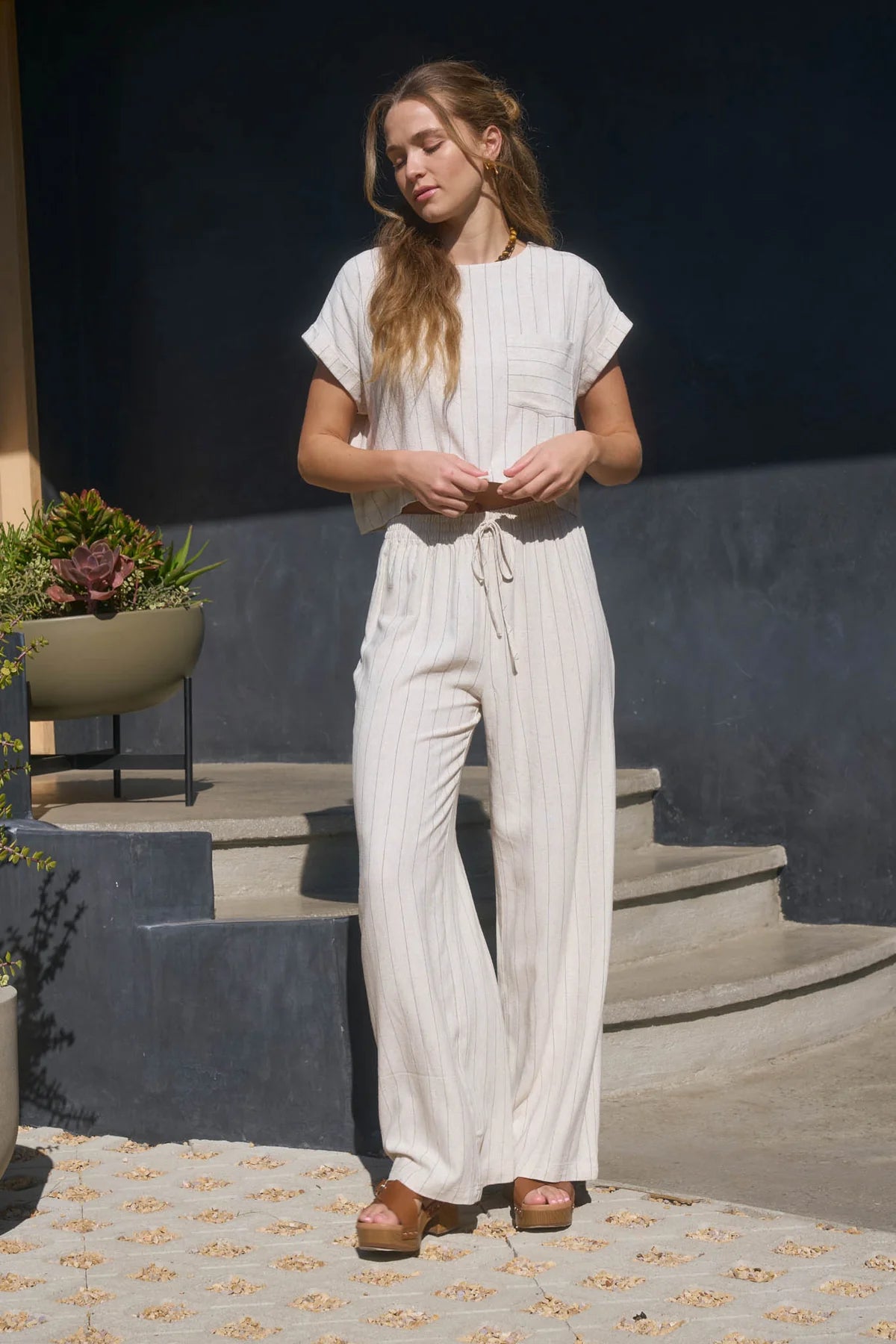 Gretchen Pinstripe Linen Set