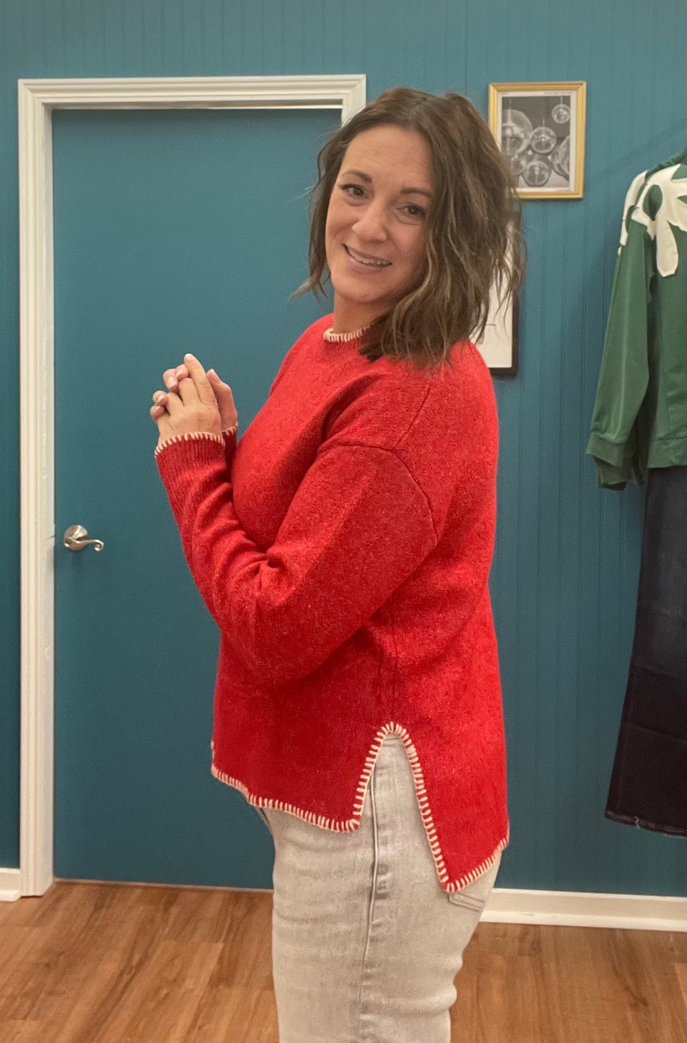 Kallie Side Slit Crewneck Sweater