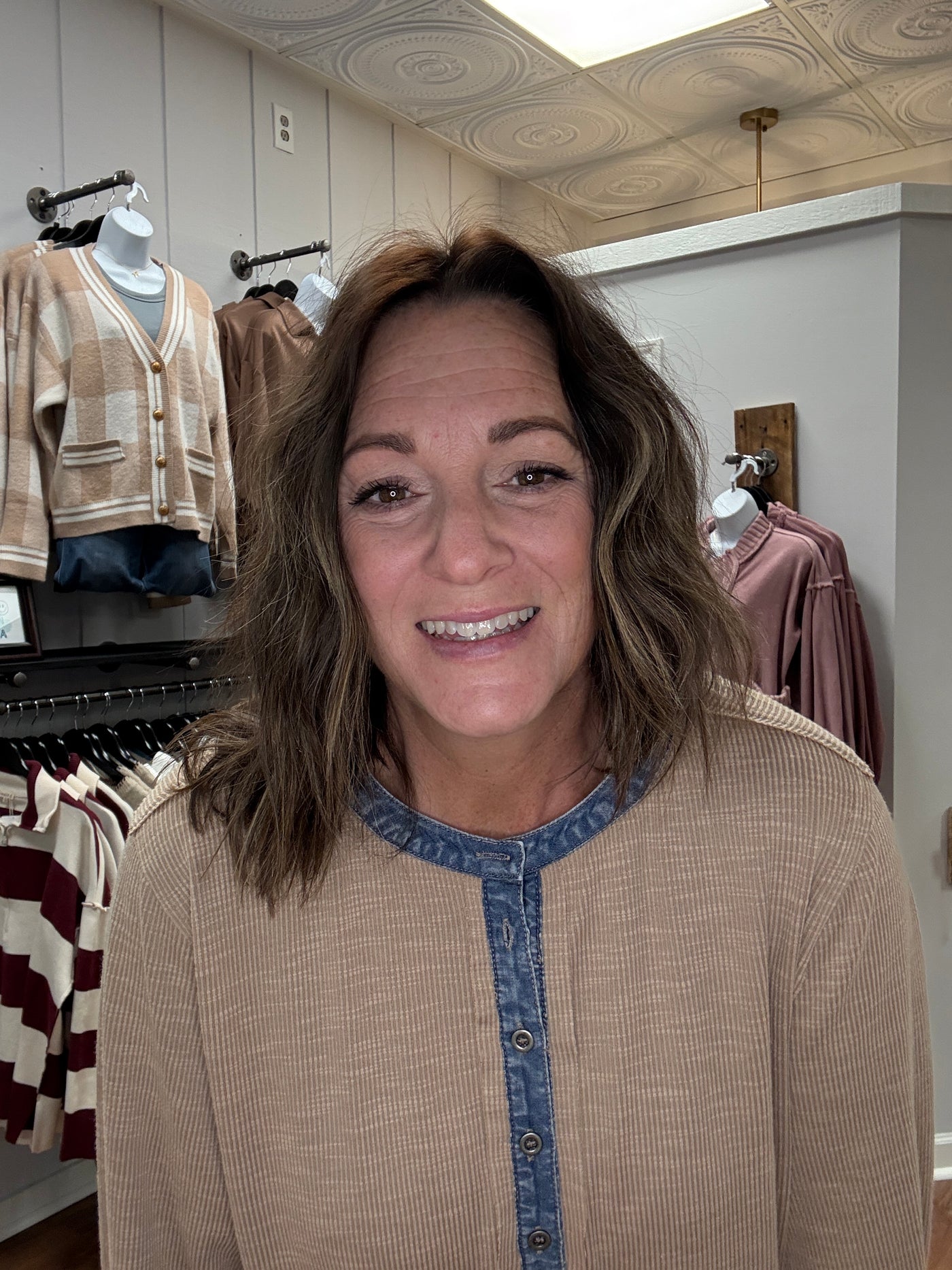 Fate Ribbed Knit Henley Top