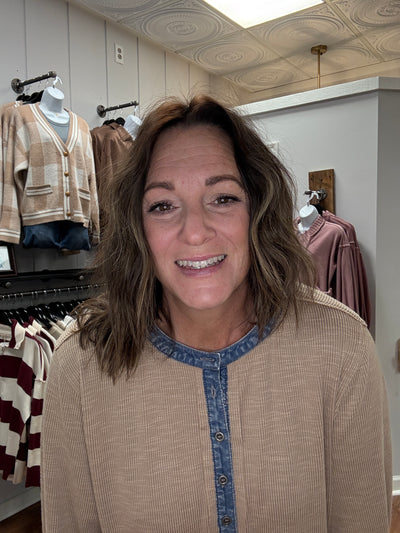 Fate Ribbed Knit Henley Top