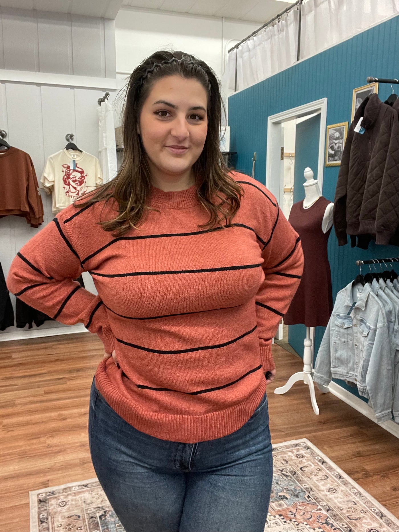 Erin Timeless Striped Crewneck