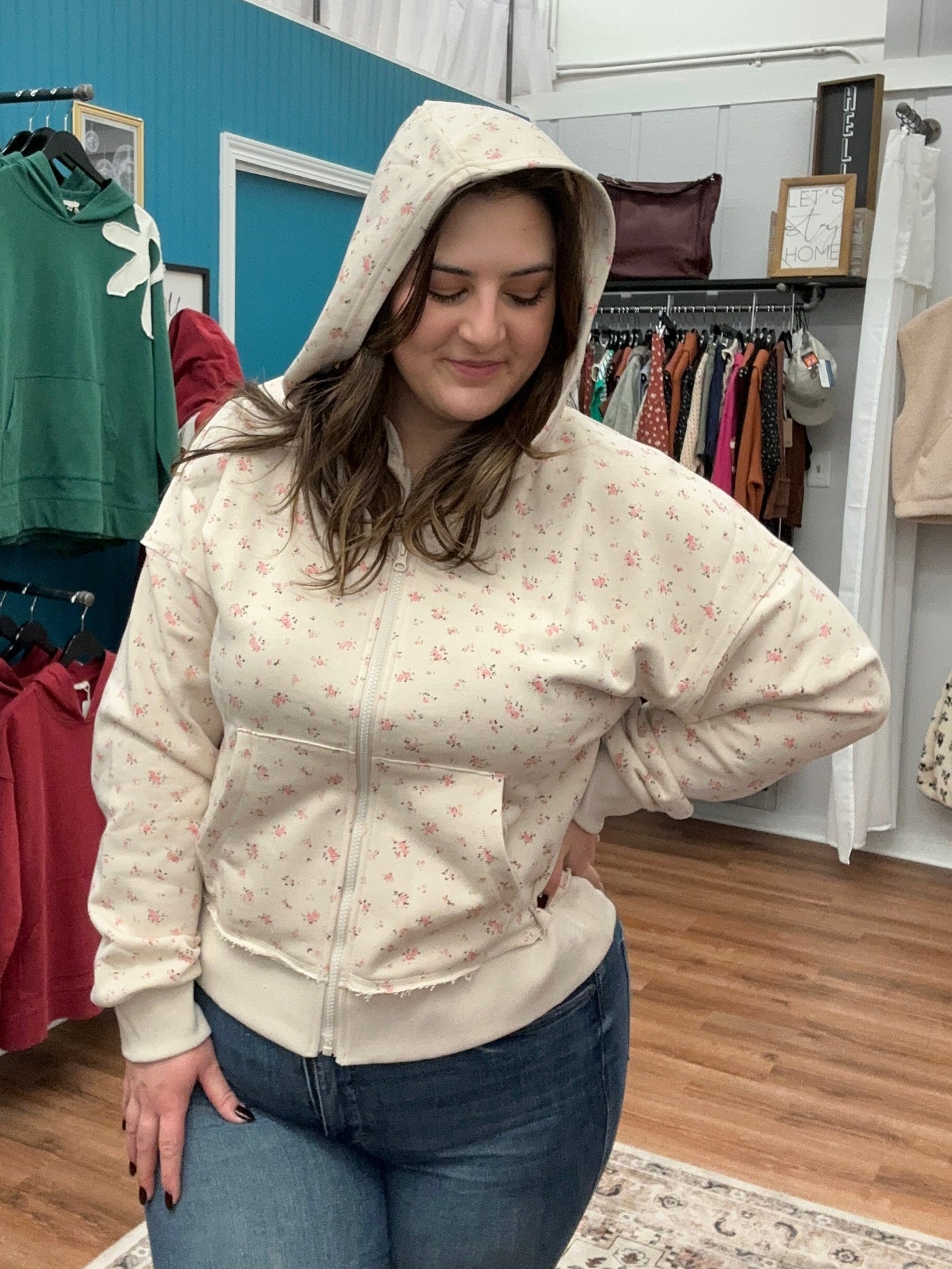 Frosty Oversized Floral Hoodie Sweatshirt