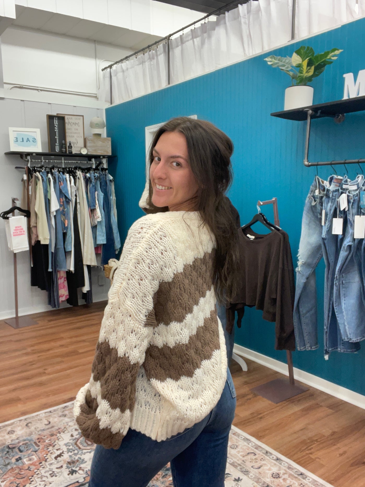 Indie Textured Striped Cardigan