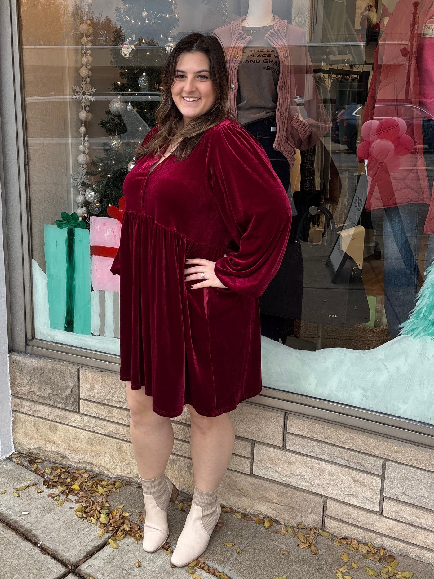 Bella Velvet Babydoll Mini Dress