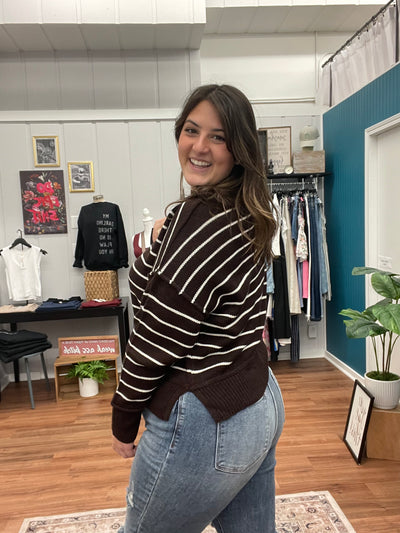 Stevie Mock Neck Striped Sweater