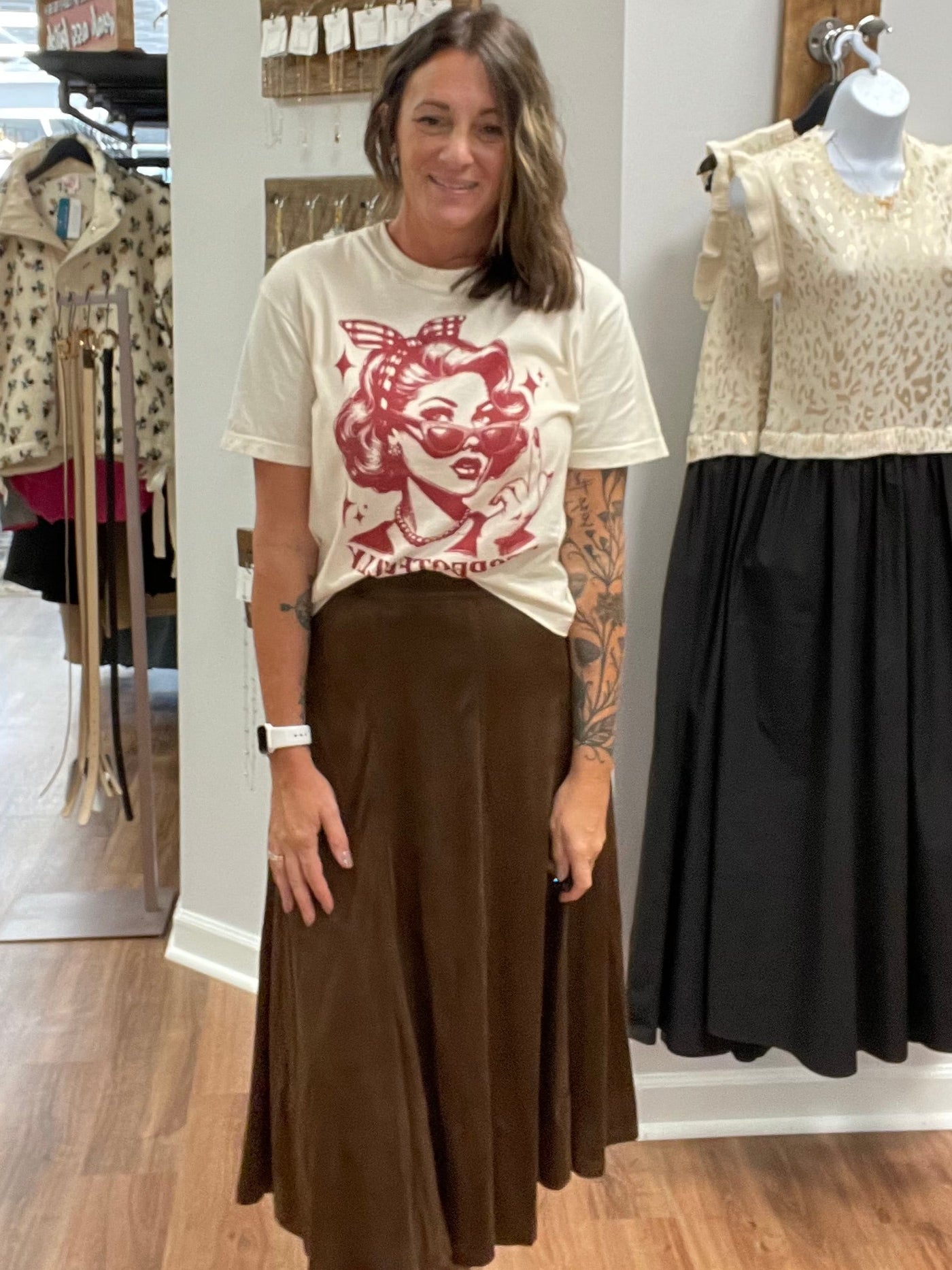 Tinley Suede Flare Midi Skirt