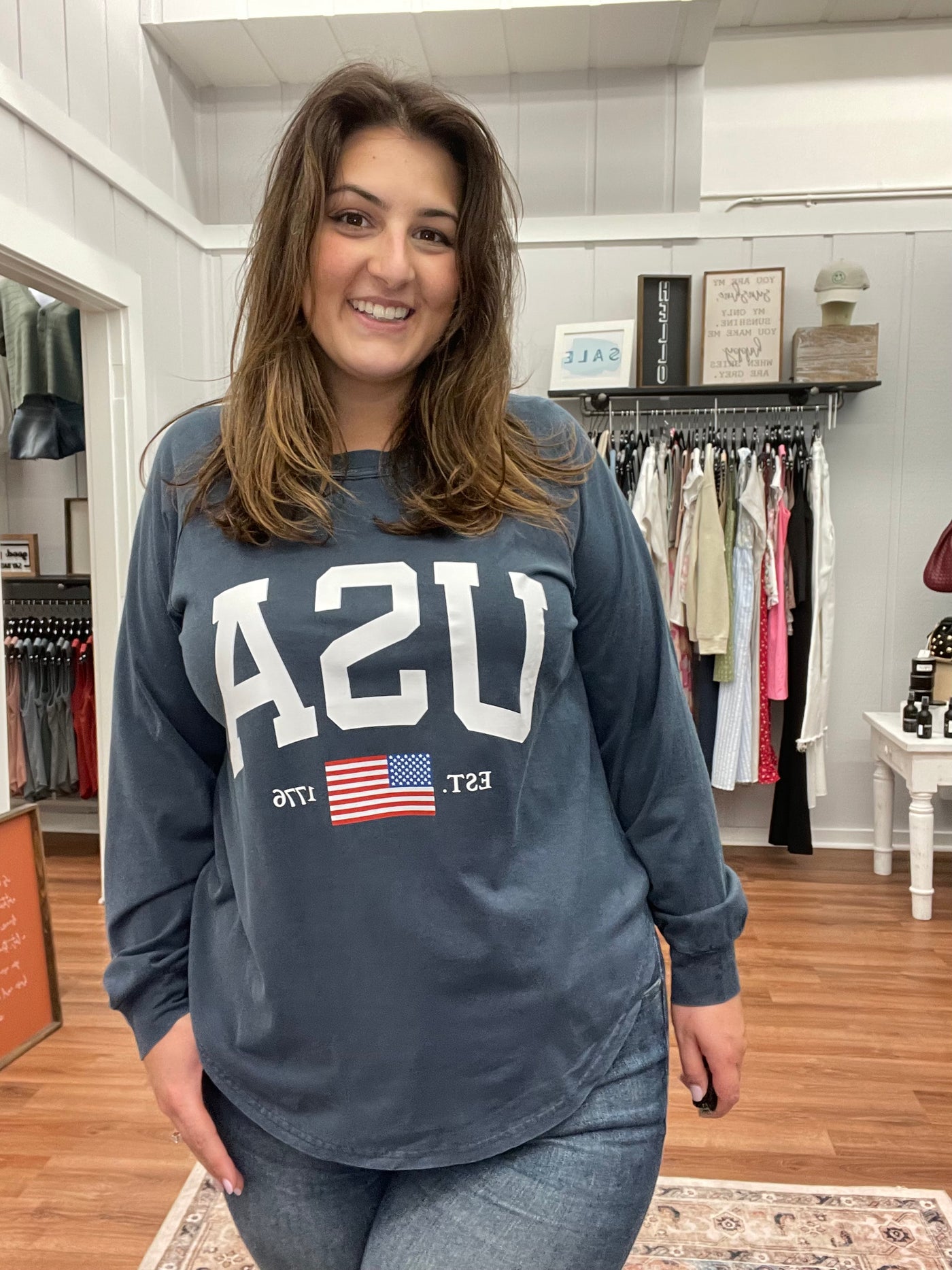 USA Long Sleeve Crewneck