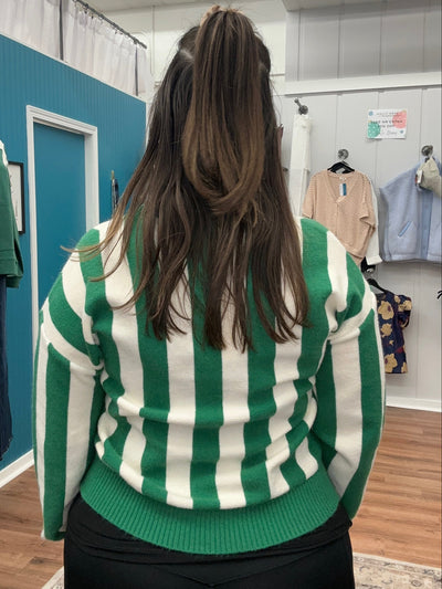 Christmas Truck Prined Pocket Stripe Cardigan